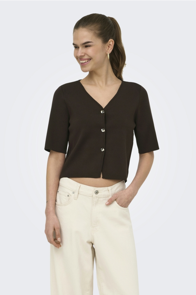 Jacqueline de Yong bruine dames vest | Model vooraanzicht