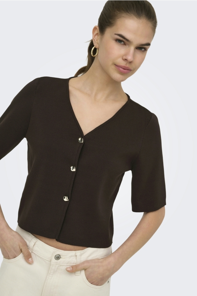 Jacqueline de Yong bruine dames vest | Model vooraanzicht