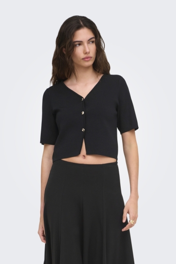 Jacqueline de Yong Vest JDYASTRA 3/4 V-NECK BUTTON CARDIGAN 15376522 BLACK