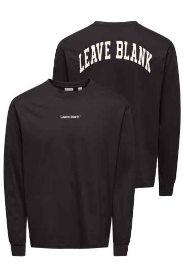 Only & Sons T-shirt ONSFRED LIFE RLX LS VARSITY TEE LB 22039026 Black Onyx/LEAVE BLANK