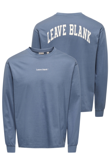 Only & Sons T-shirt ONSFRED LIFE RLX LS VARSITY TEE LB 22039026 Vintage Indigo/LEAVE BLANK