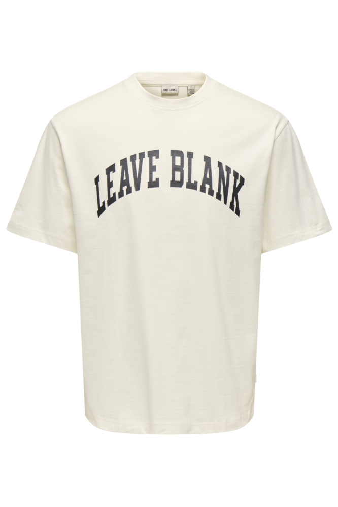 Only & Sons beige heren t-shirt | Vooraanzicht