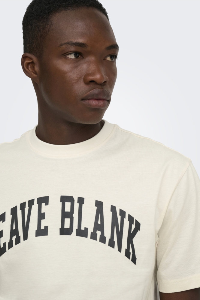Only & Sons beige heren t-shirt | Close up