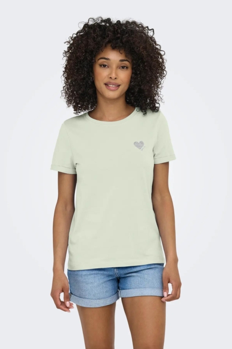 Only groene dames t-shirt | Model vooraanzicht