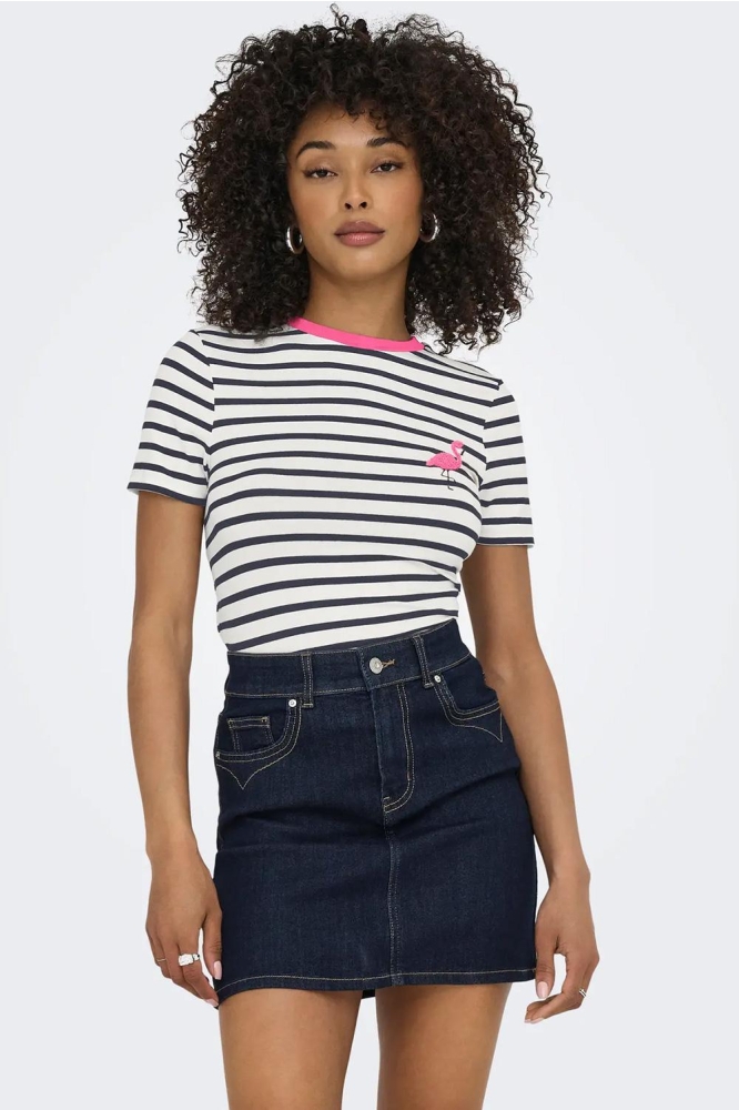 Only witte dames t-shirt | Model vooraanzicht