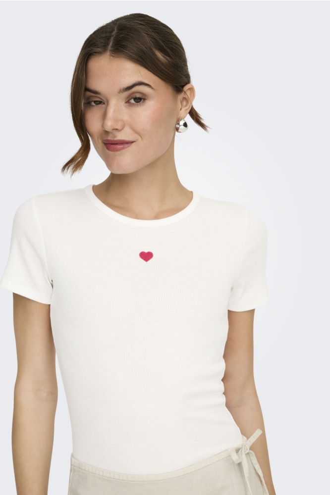 Only witte dames t-shirt | Model vooraanzicht