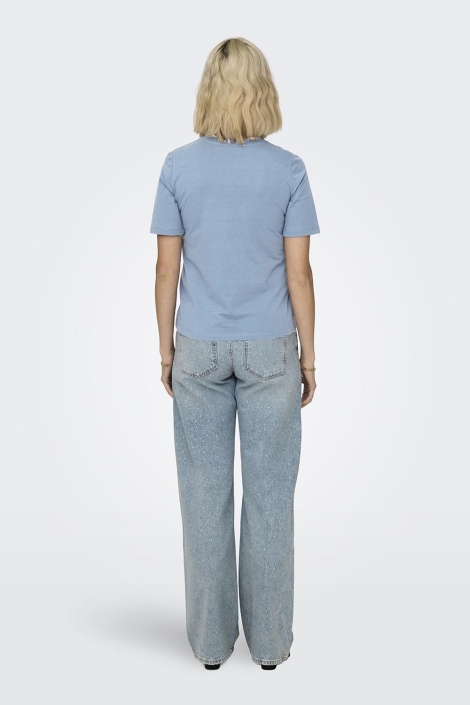 Only blauwe dames t-shirt | Model