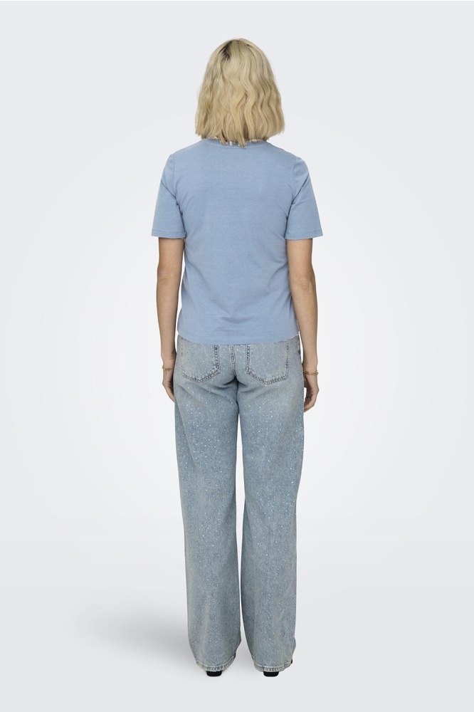Only blauwe dames t-shirt | Model