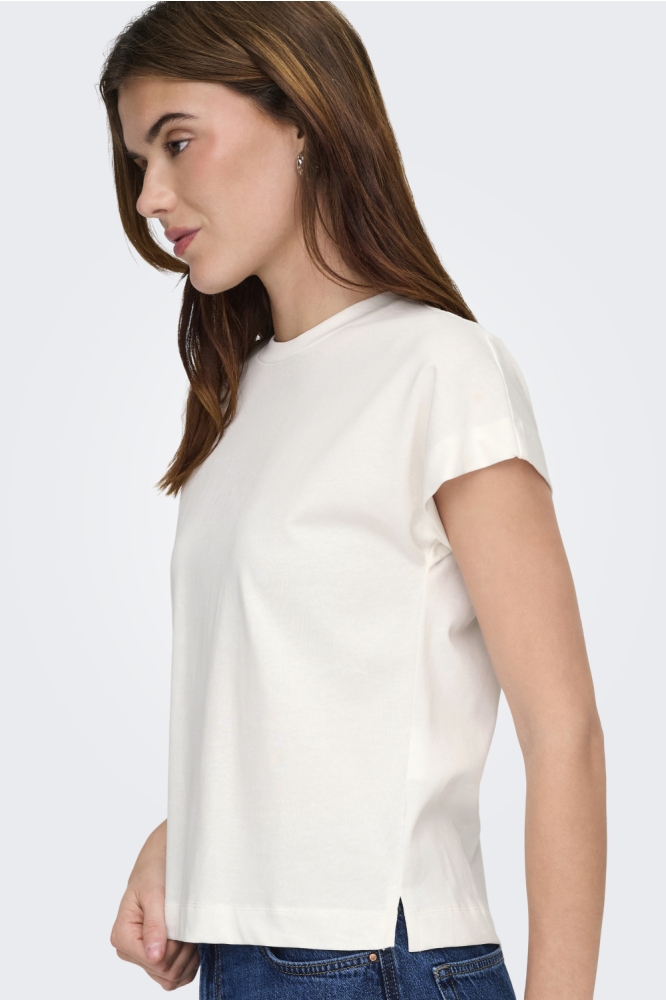 Only witte dames t-shirt | Model zijaanzicht