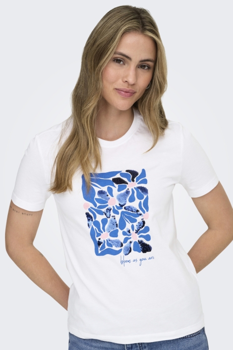 Only witte dames t-shirt | Model vooraanzicht