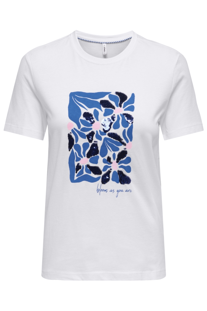 Only witte dames t-shirt | Vooraanzicht
