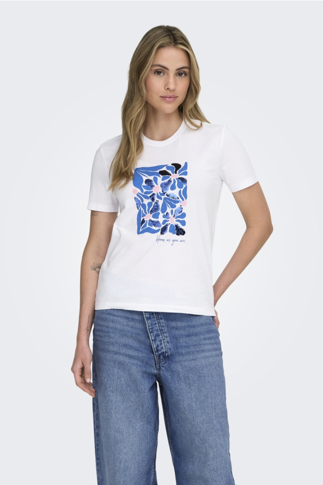 Only witte dames t-shirt | Model vooraanzicht