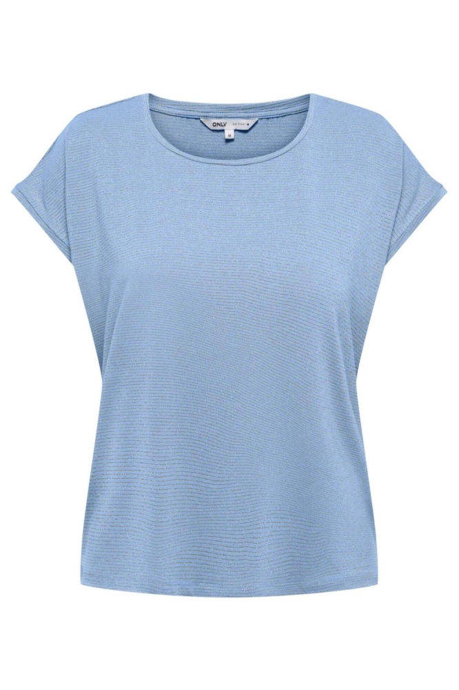 Only blauwe dames t-shirt | Vooraanzicht