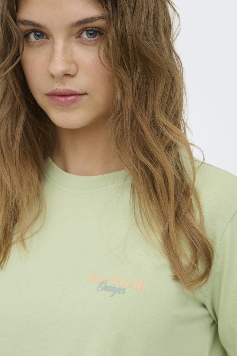 Only groene dames t-shirt | Close up