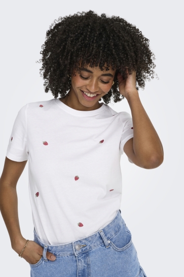 Only onlketty s/s o-neck top jrs noos Wit