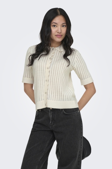 Only Vest ONLELMA POLO S/S CARDIGAN KNT NOOS 15355373 Egret