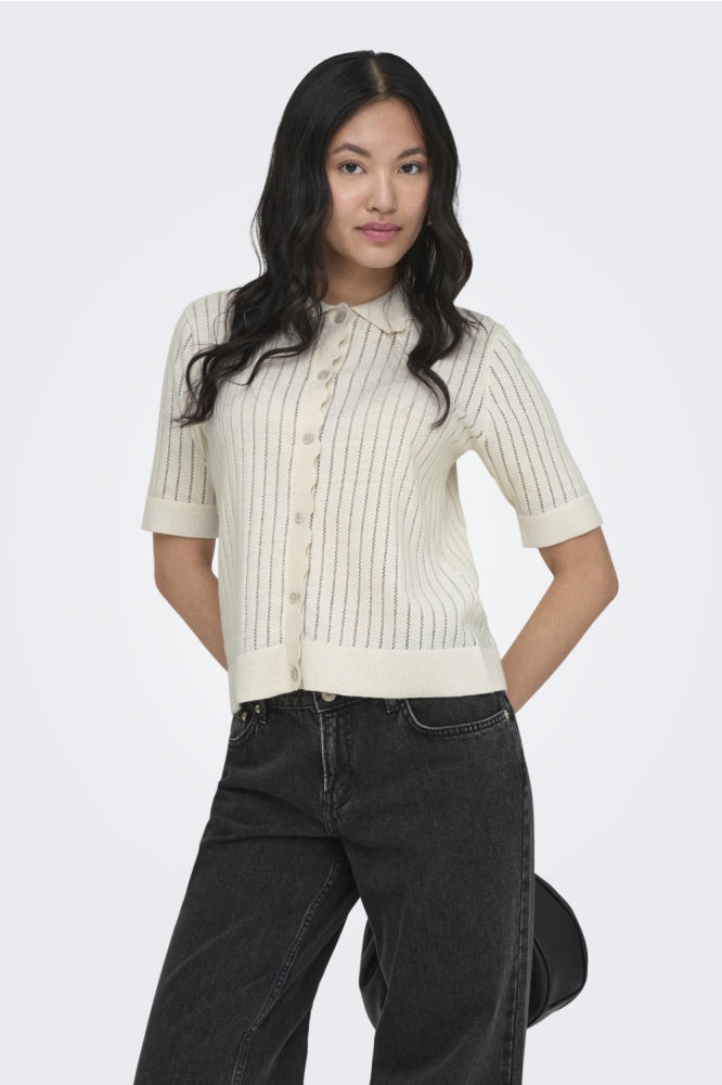 Only ecru dames vest | Model vooraanzicht