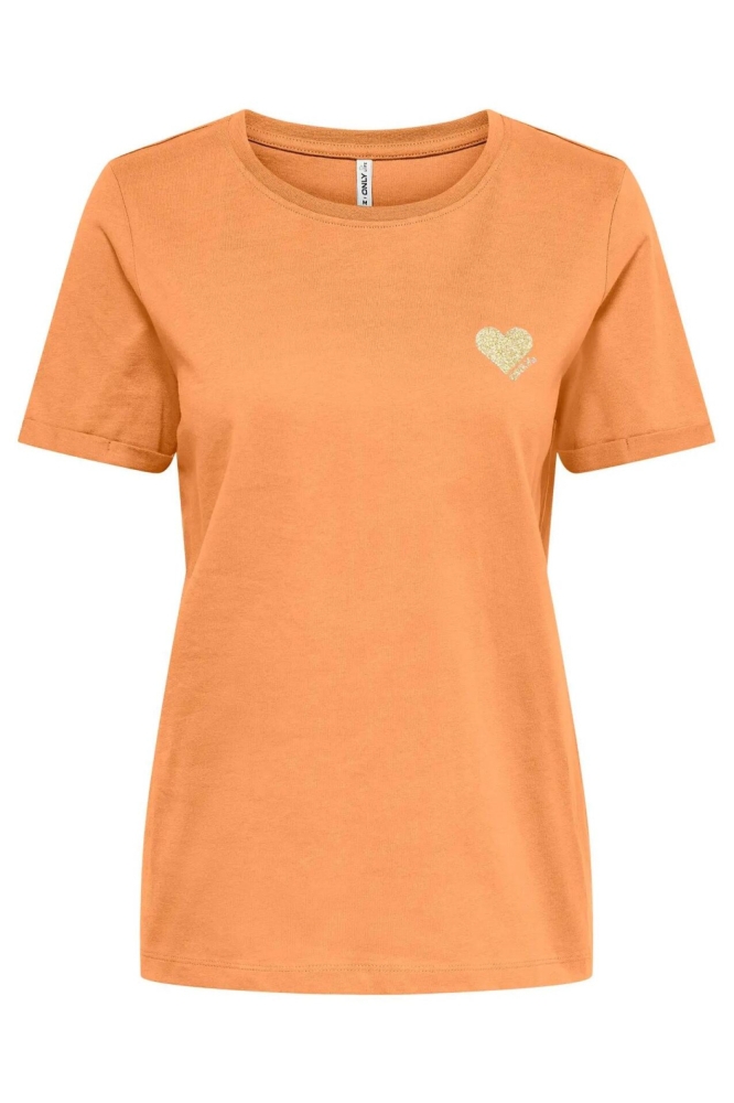 Only oranje dames t-shirt | Vooraanzicht