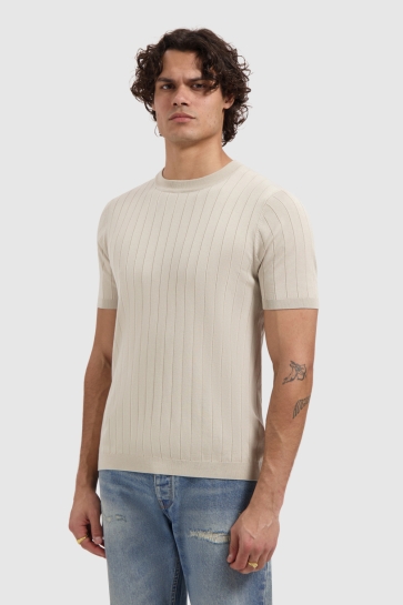 Pure Path DROPNEEDLE KNITTED T SHIRT 26010808 46 SAND