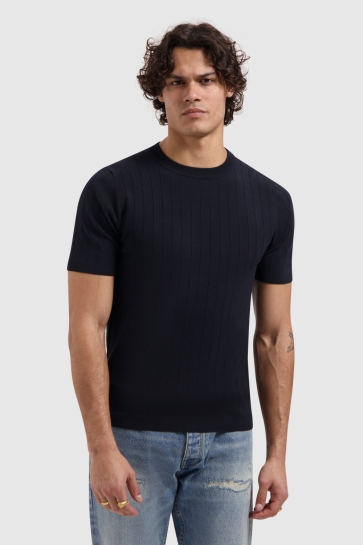 Pure Path T-shirt DROPNEEDLE KNITTED T SHIRT 26010808 57 DARK NAVY