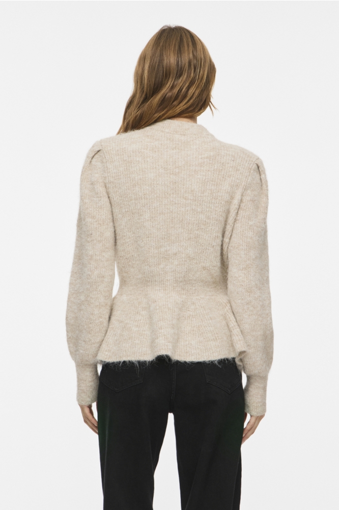 Vila beige dames vest | Model achteraanzicht
