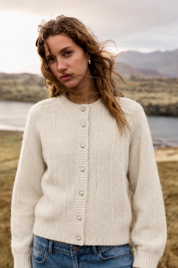 Vila Vest VITULI O-NECK L/S KNIT CARDIGAN/PB 14116177 Birch