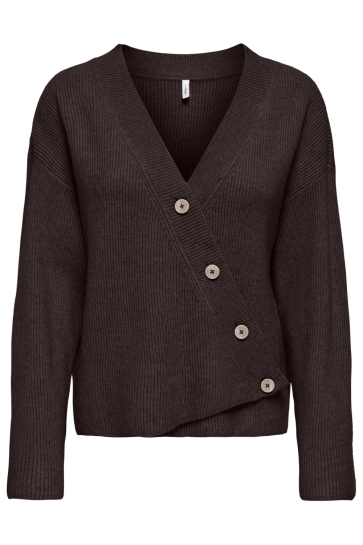 Only Vest ONLKATIA LS RIB BUTTON CARDI CC KNT 15374822 Chocolate Torte/Melange/Dt