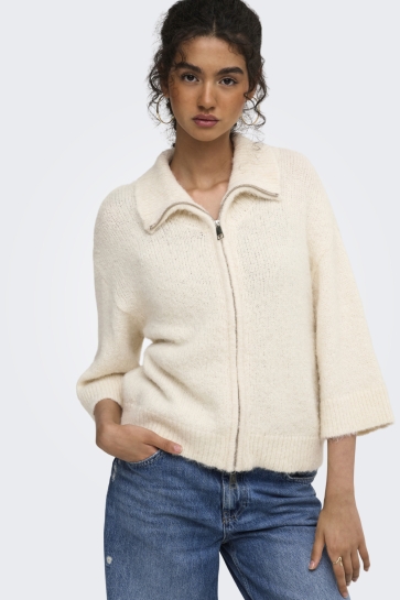 Only onlmaggie 3/4 wide zip cardi cc knt Beige