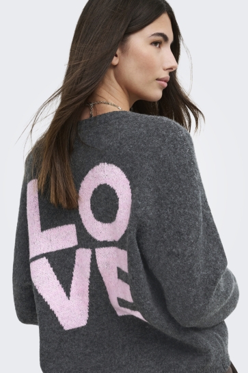 Only Vest ONLLOVIE LS V-NECK CARDIGAN CC KNT 15378335 Dark Grey Melan/Love/Roman