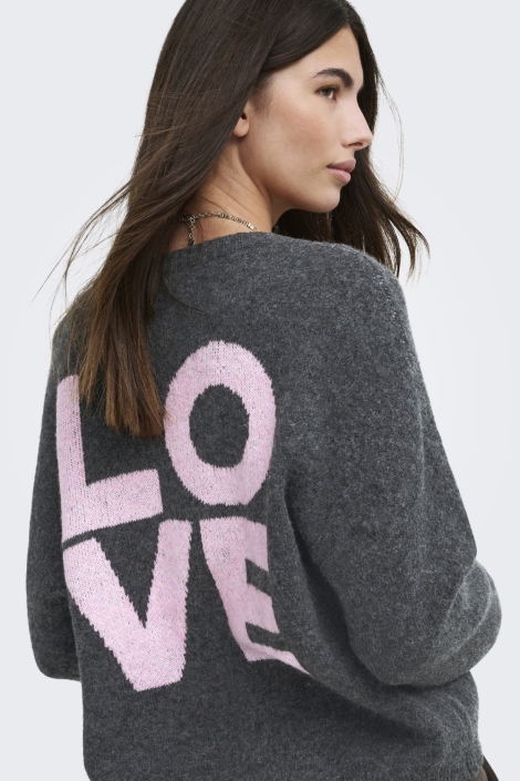 Only grijze dames vest | Model achteraanzicht