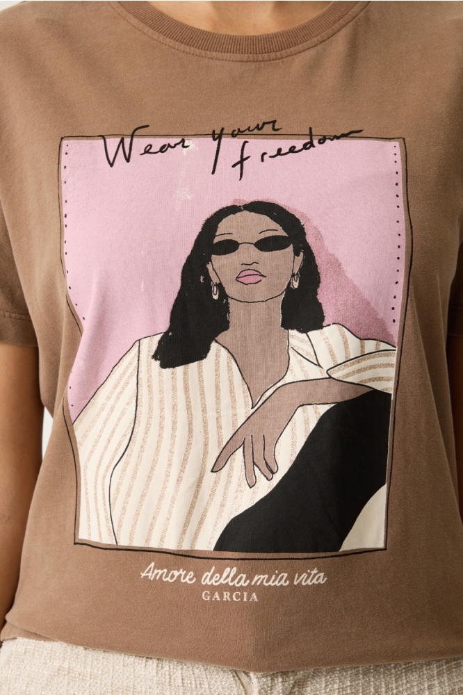 Garcia taupe dames t-shirt | Unique Selling Point