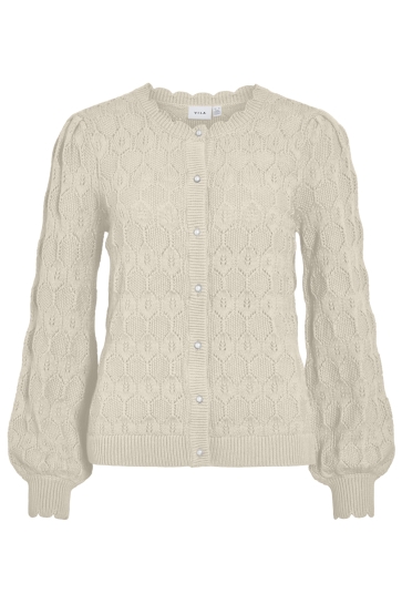 Vila vilowen l/s o-neck knit cardigan/pb Beige