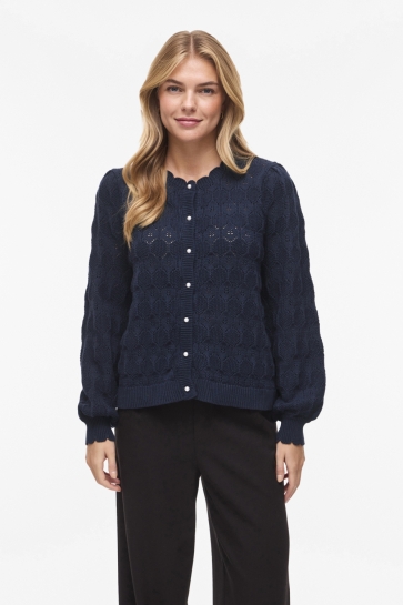 Vila vilowen l/s o-neck knit cardigan/pb Blauw
