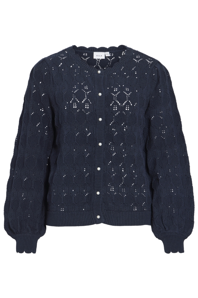 Vila blauwe dames vest | Vooraanzicht