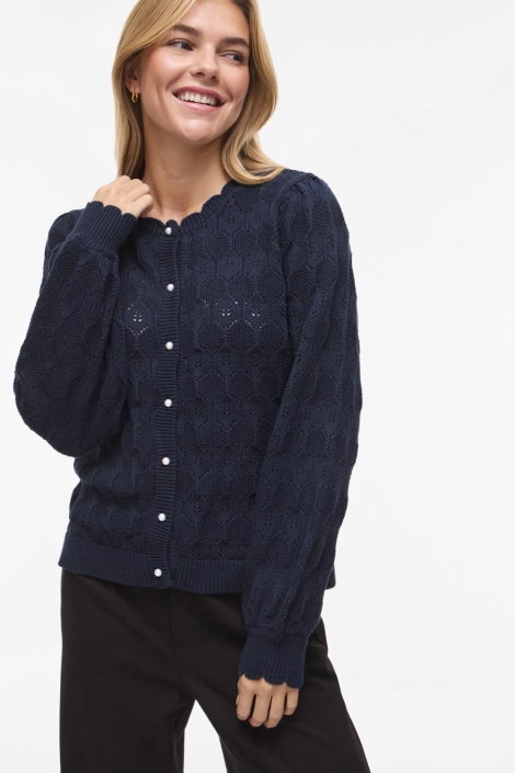 Vila blauwe dames vest | Model vooraanzicht