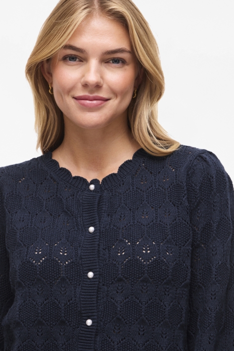 Vila blauwe dames vest | Close up