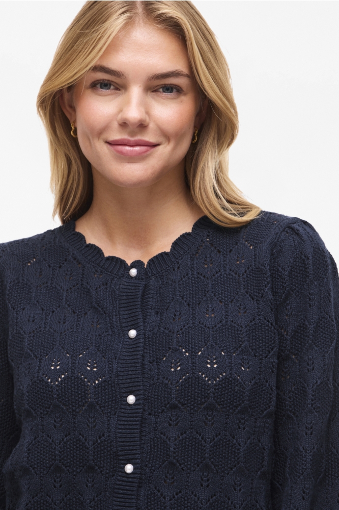 Vila blauwe dames vest | Close up