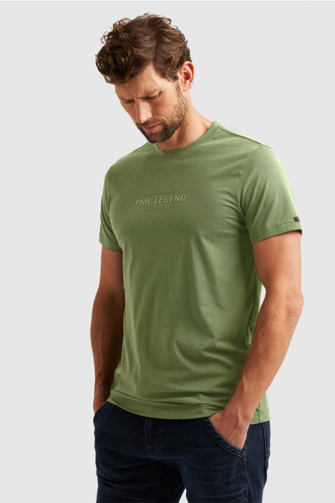 PME legend groene heren t-shirt | Model zijaanzicht