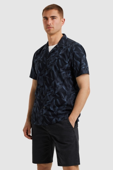 PME legend short sleeve shirt print on ctn sl Blauw