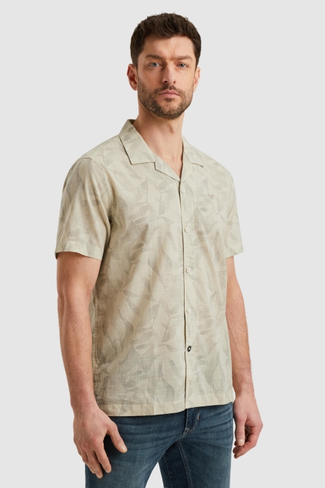 PME legend beige heren overhemd | Model zijaanzicht