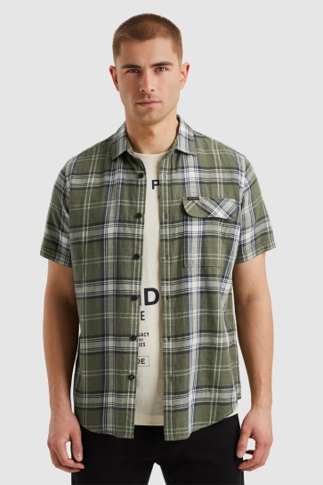 PME legend short sleeve shirt slub yarn dyed Groen