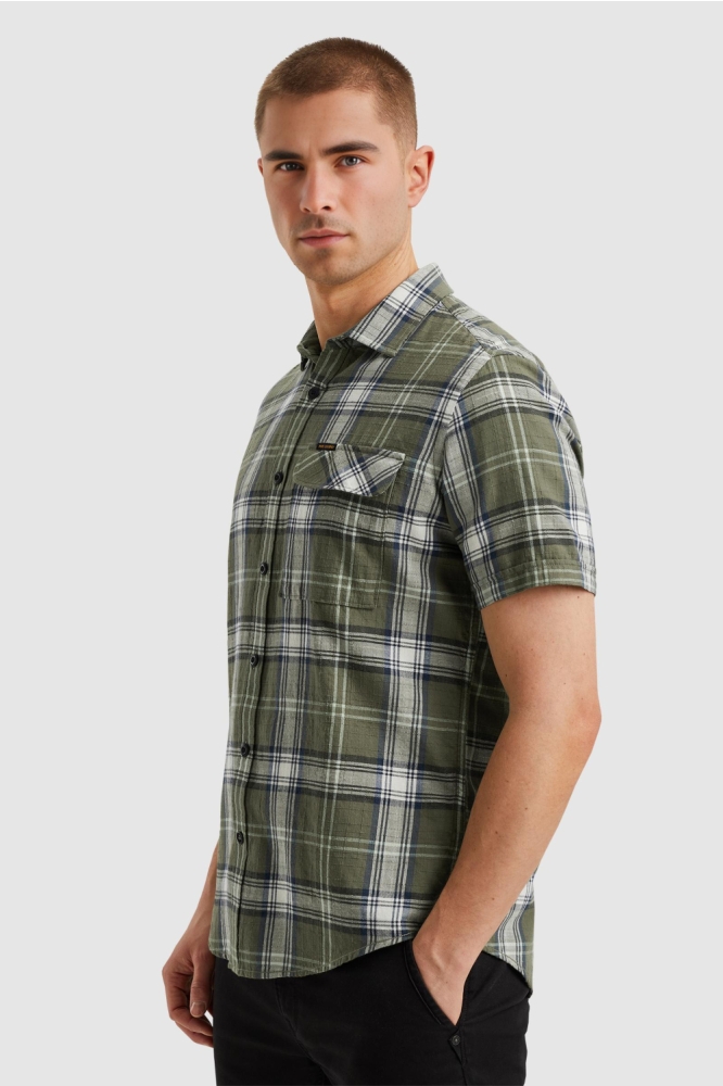 PME legend groene heren overhemd | Model zijaanzicht