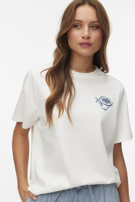 Vero Moda witte dames t-shirt | Model vooraanzicht