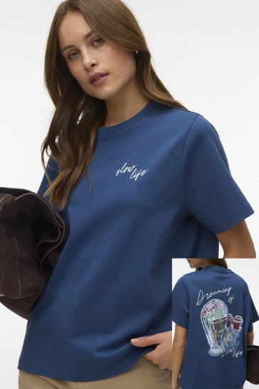 Vero Moda vmvera caty ss top box jrs Blauw