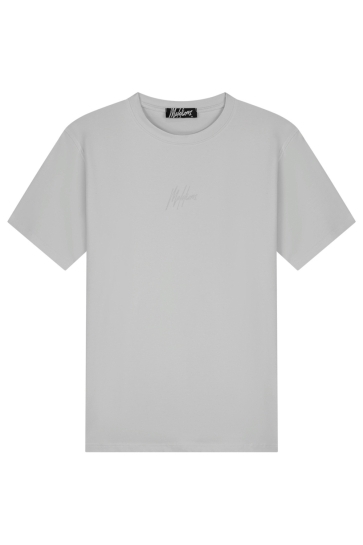 Malelions STRIPED SIGNATURE T SHIRT MMA30026007 PEARL GREY
