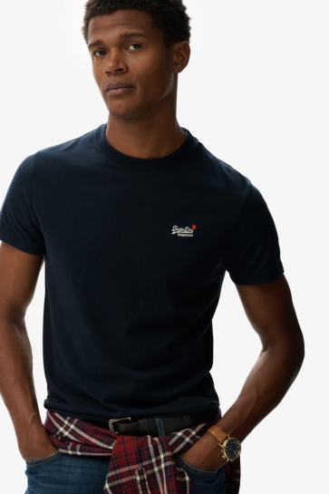 Superdry ESSENTIAL CONTRAST EMB TEE M1012078B 98T ECLIPSE NAVY