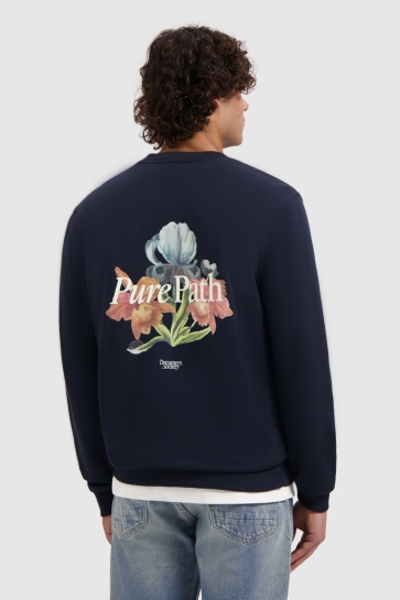 Pure Path Trui TRIO OF FLOWERS CREWNECK 26010309 57 DARK NAVY