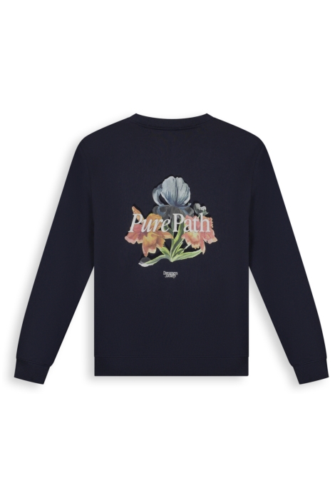 Pure Path blauwe heren sweater | Achteraanzicht