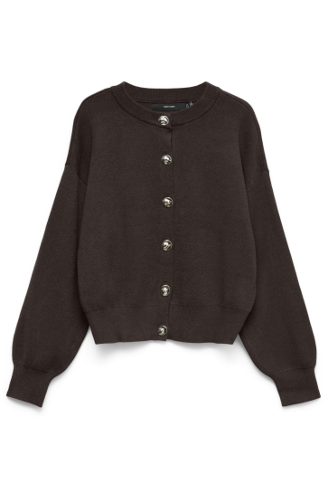 Vero Moda Vest VMNOELLA LS O-NECK CARDIGAN BOO 10347061 CHOCOLATE TORTE