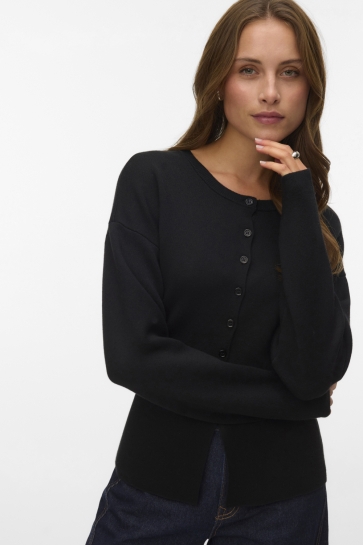 Vero Moda Vest VMEVE LS O-NECK BUTTON CARDIGAN BOO 10347197 BLACK